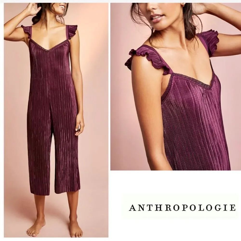 Anthropologie Floreat Willow Sleep Pleated Cami Jumpsuit Sz XS